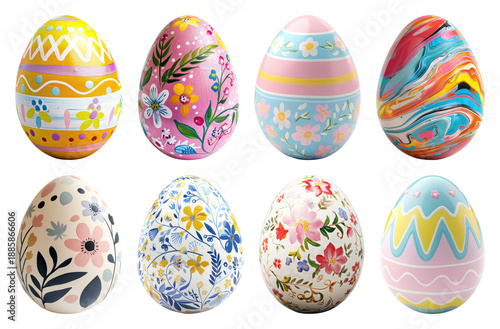 PNG Colorful decorative Easter eggs on transparent background