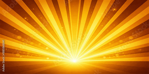 Bright abstract vector design featuring a warm summer sunburst with orange and yellow rays of sunlight creating a shining star explosion against a sunny sunrise sky background