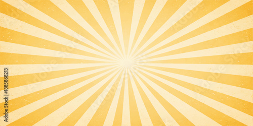 Abstract grunge retro sunburst background vector illustration with yellow and orange rays of warm summer sunshine bursting from a bright star design to create a hot sunny sunrise sky explosion