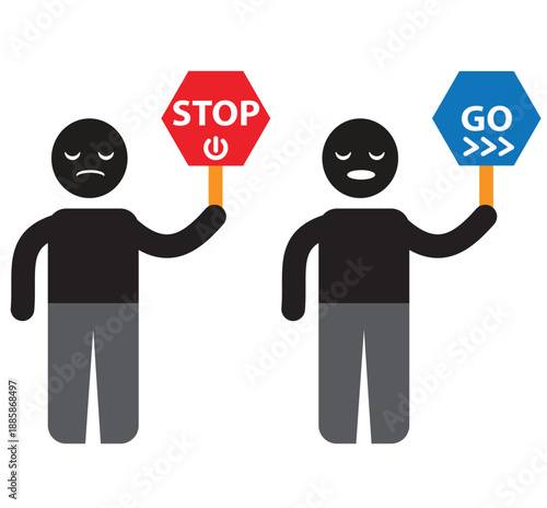 Abstract Stop and Go Sign Icon