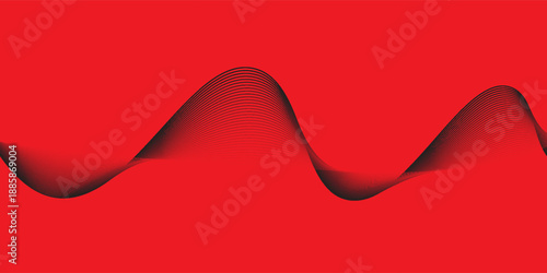 Red geometric abstract background. Futuristic glowing red geometric lines design. Modern gradient rounded lines pattern. Suit for banner, brochure, flyer, cover, presentation, web. Vector illustration