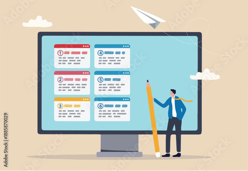 Prioritize important task, flag with priority or urgency to finish work, organize or plan work agenda, project management software or planner concept, businessman project manager prioritize tasks.