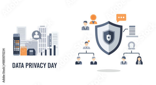 Digital Data Privacy and Security Concept Illustrating Information Protection and Online Safeguards for Users and Organizations