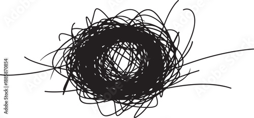 Abstract Black Scribbles on White Background Art Design