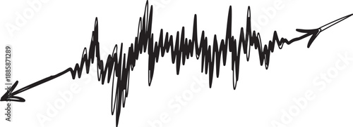 Stock market graph showing growth and volatility trend line