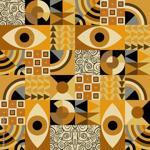 seamless pattern style of klimt and bauhaus