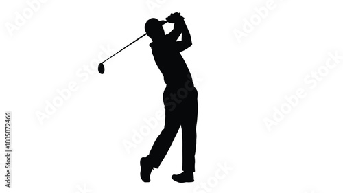 a golfer swinging a club captured in a dynamic black silhouette