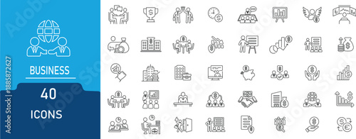  Business icon set.contains related to  Money,teamwork, business,economic and more. Icon collection. Vector illustration.