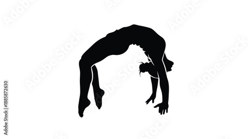 a black silhouette of a female performing a graceful backbend pose