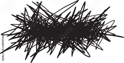 Black scribbles and lines on a white background abstract