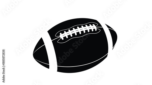 a black and white silhouette of an american football against a plain background