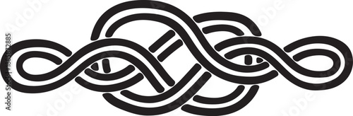 Intricate black and white knot design with smooth curves