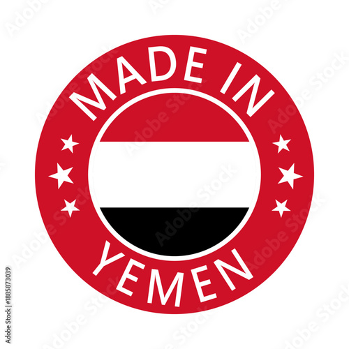 Free Download Yemen Made in Stamp in circle with flag Vector template on white background - GFXLoad