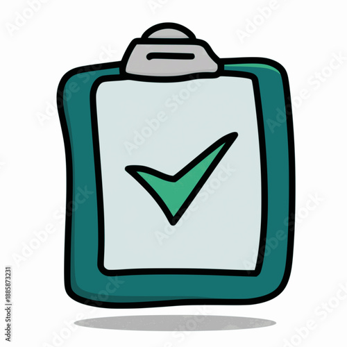 Clipboard with green checkmark approval icon