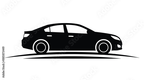 a black car sedan silhouette against a white background a simple vehicle design