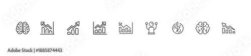 Business growth and intelligence line icons set. Collection of symbols representing analytics and strategic thinking