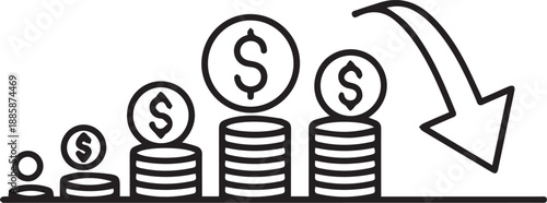 Digital Economy and Fintech Concept Line Illustration