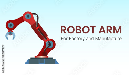 Industrial Robotic Arm Vector for Smart Factory Automation, Articulated Robotic Arm with End-Effector Gripper for Manufacturing