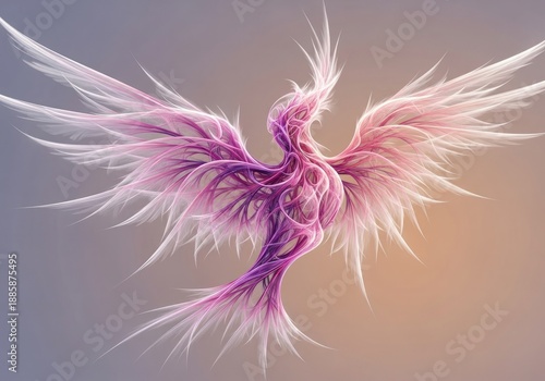 Pink Phoenix Bird in Flight