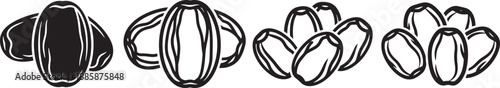 Date Fruit Icon Set in Black Silhouette Style