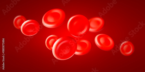 3D blood red cells background. World Blood Donor Day. Realistic vector illustration. Healthcare, hospital, clinic, laboratory, emergency design concept