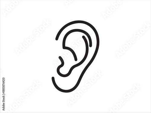 Minimalist Ear Icon Design for Listening or Hearing