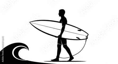 silhouette of a man with a surfboard