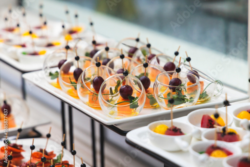 фотографія Decorated catering table buffet, banquet with variety of different gourmet exqui