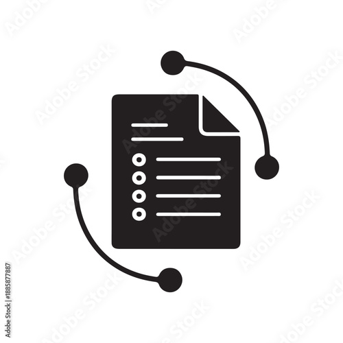 File version control document silhouette icon, revision tracking and change management system