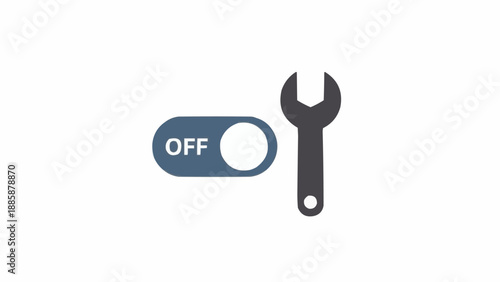 Wrench and switch icon combination tool.