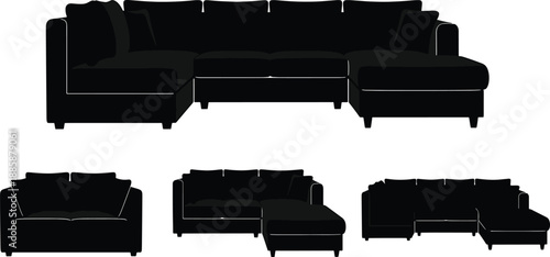 Modular Sofa Furniture Set – Living Room Couch Silhouette Collection