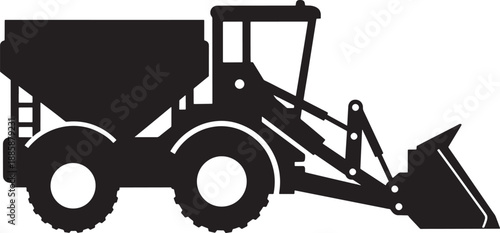 Heavy Construction Loader Vehicle – Industrial Machinery Silhouette Vector