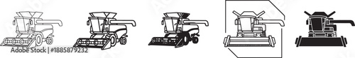 Agricultural Harvester Vehicle Icons – Farm Machinery Vector Collection