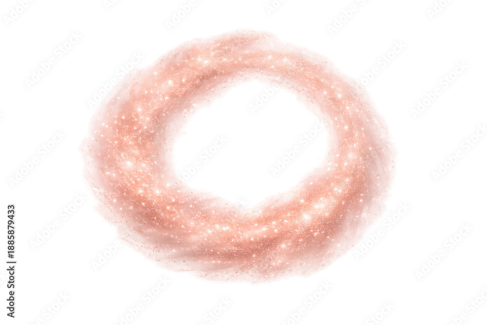 Fototapeta premium Pink fluffy glitter cloud ring creating a soft sparkling frame, transparent background element for design