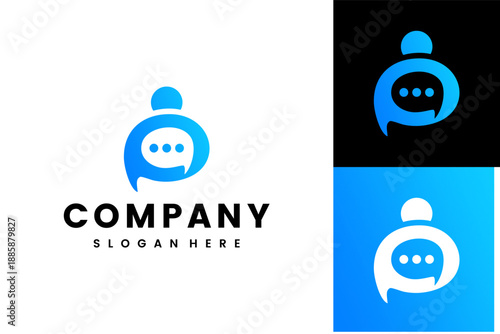 Modern Gradient Chat Communication Person Logo