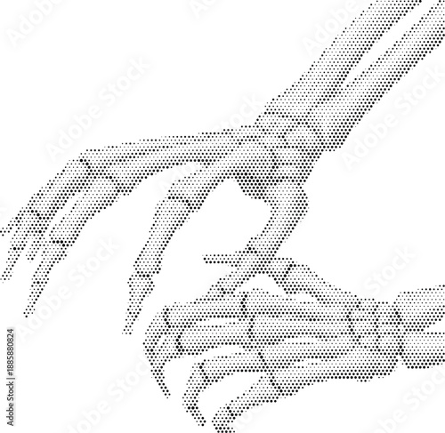 Skeleton hand reaching for horror halloween and anatomy death design themes