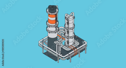 Industrial 3D Model of Refinery Equipment.