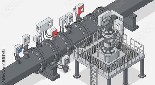 Industrial Pipeline System with Control Valves.