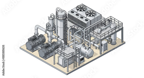 Industrial Plant Equipment and Machinery Illustration.