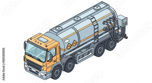 Large Yellow Tanker Truck Illustration.