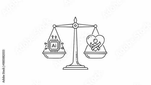 Balance scale with heart and AI.