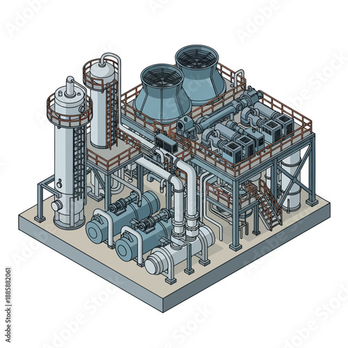 Industrial Power Plant Facility 3D Model.