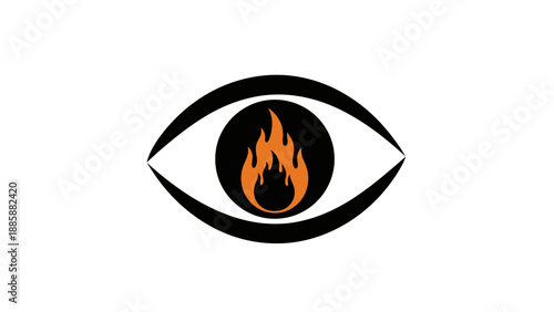 Eye with Fire Symbol – Vision and Passion Icon with Flame in Pupil
