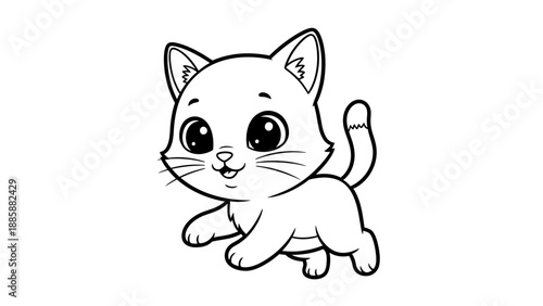 Cute Kitten Coloring Page – Adorable Cartoon Cat Outline for Kids