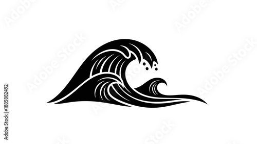Tribal Ocean Wave Tattoo Design – Black Sea Wave Vector Art