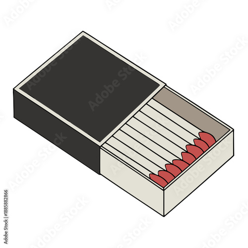 black box, matchsticks, minimal, isometric, 3D render, clean, simple, geometric, monochrome
