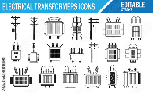 Electrical transmission and distribution icon collection.