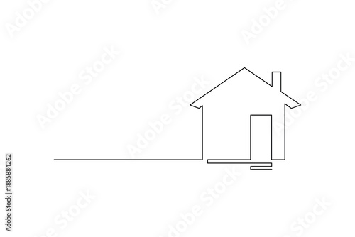 House Icon Continuous One Line Minimalist Outline Vector Illustration