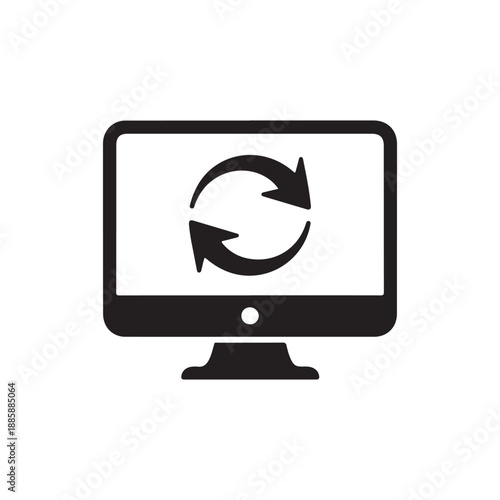 System restore computer silhouette icon representing data recovery and backup process