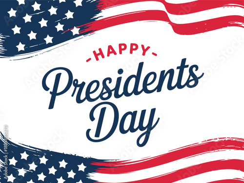 Happy Presidents Day American Flag Graphic for Federal Holiday Marketing Social Media Background and Commercial National Celebration Poster